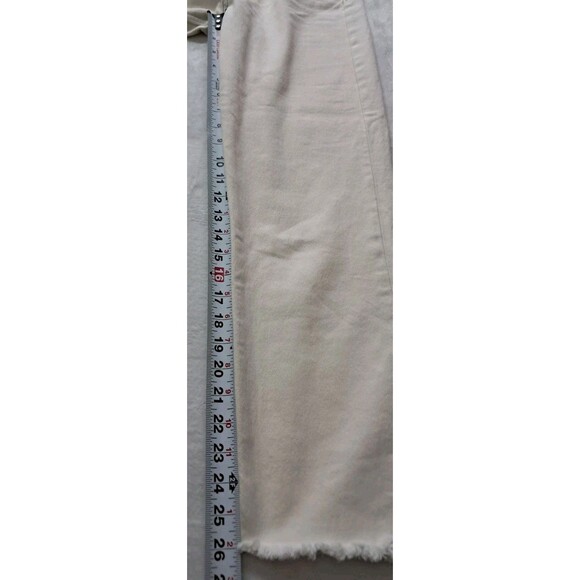 Zara Jeans Women's 2‎ Ivory Cream Button Fly Straight Leg High Rise Raw Hem - Picture 8 of 10